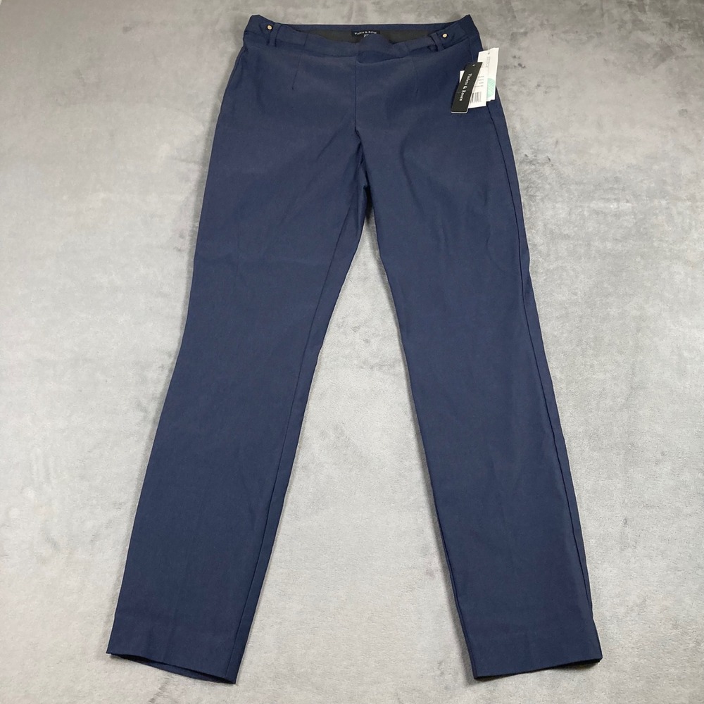 Violets & Roses Tinsley Slim Straight Trouser Navy Blue Size 8 New